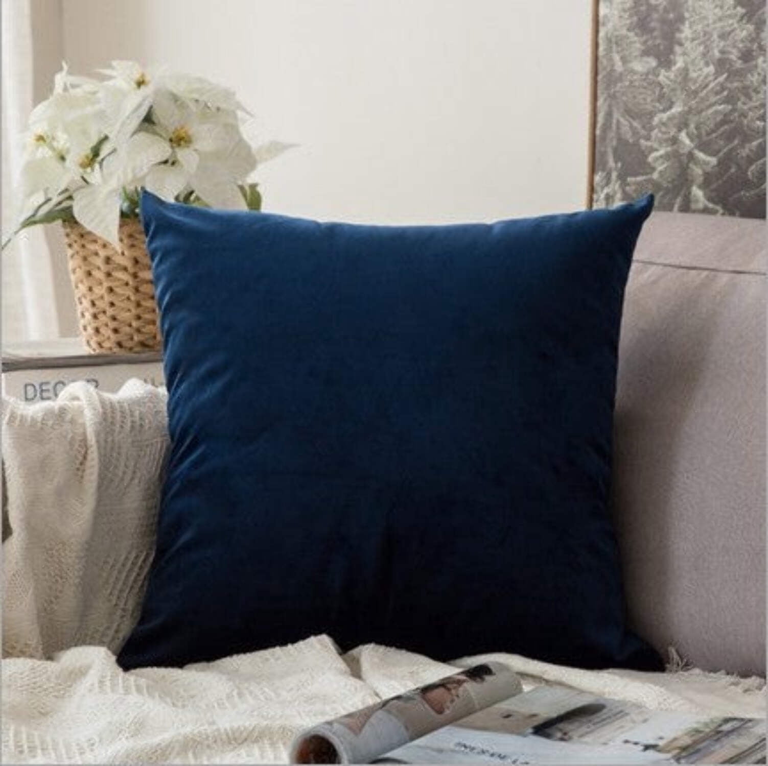 Set of 2 Velvet Solid Colors Throw Pillow Covers (With or Without ...