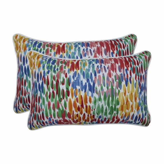 Set of 2 Vibrantly Colored Contemporary Pattern Rectangular Throw Pillows 18.5"