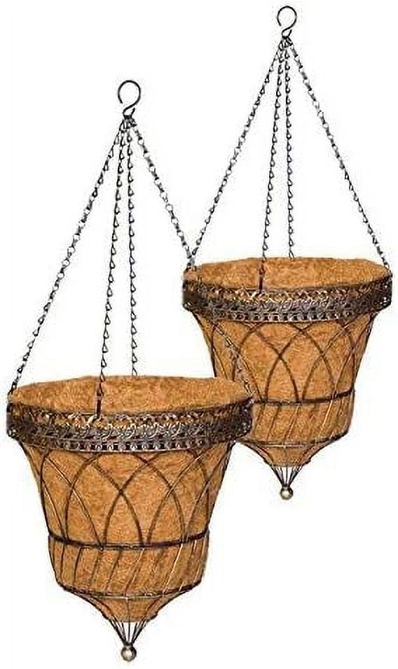 Set of 2 Gardman Victorian Parasol Metal Planters with Chain, Copper