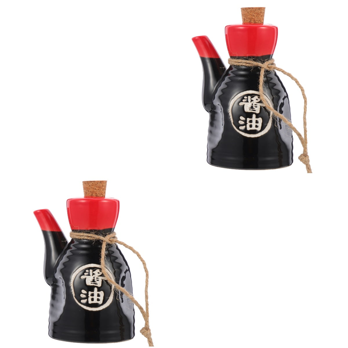 Set of 2 Vinegar Bottle Wine Pour Syrup Spice Bottles Sauce Containers Black