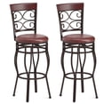 thumbnail image 1 of Costway Set of 2 Vintage Bar Stools Swivel Padded Seat 30'' Bistro Dining Kitchen Pub Chair High Back, 1 of 8