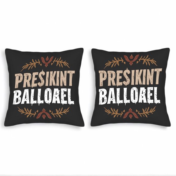 Set of 2 Vintage Decorative Throw Pillow Covers 18x18in - Black Background with Ornate Floral Motifs & Distressed Text for Couch Bed Car