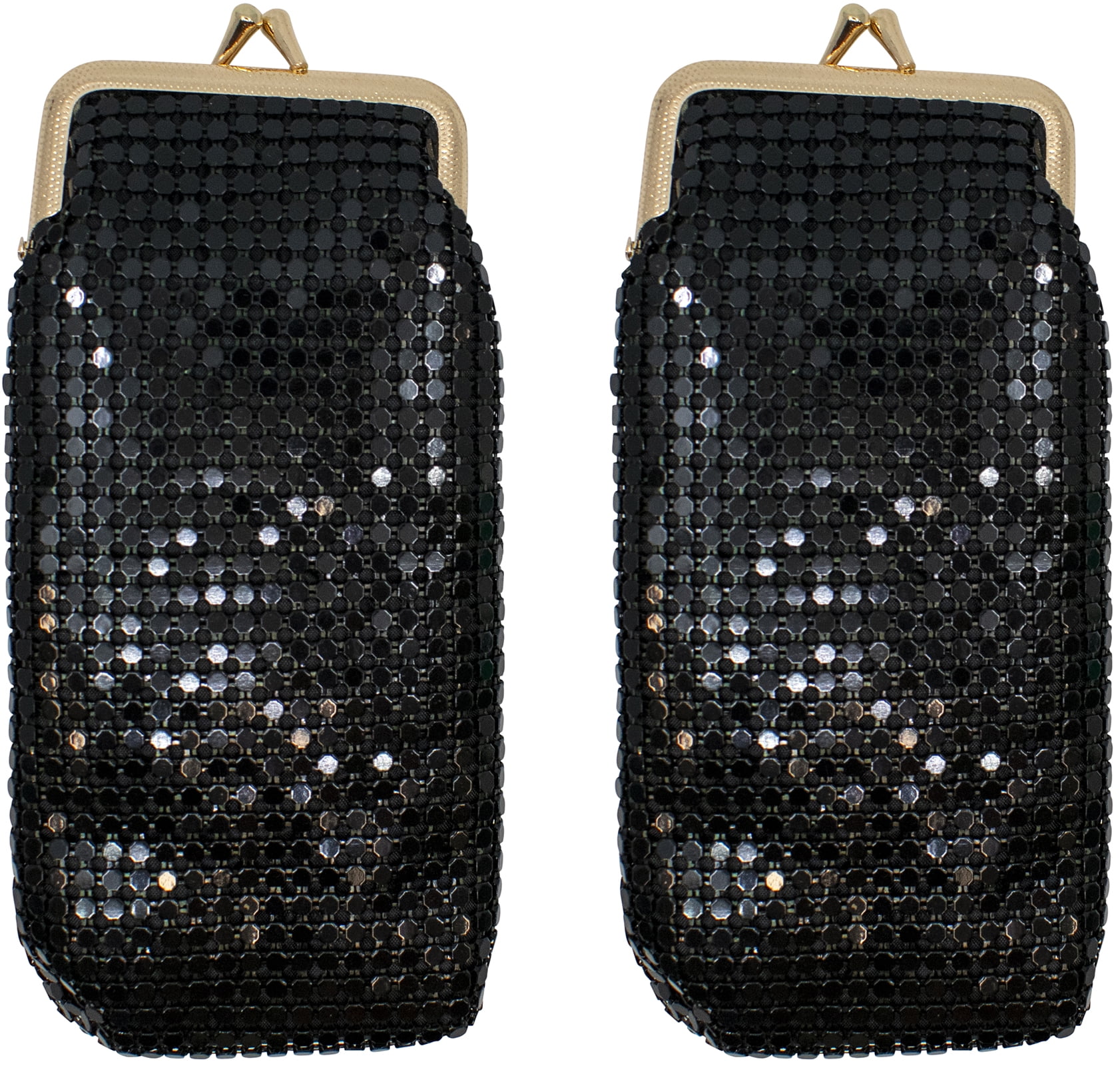 Set of 2 Vintage Soft Metallic Mesh Long Cigarette Case Purses (4mm, Black)
