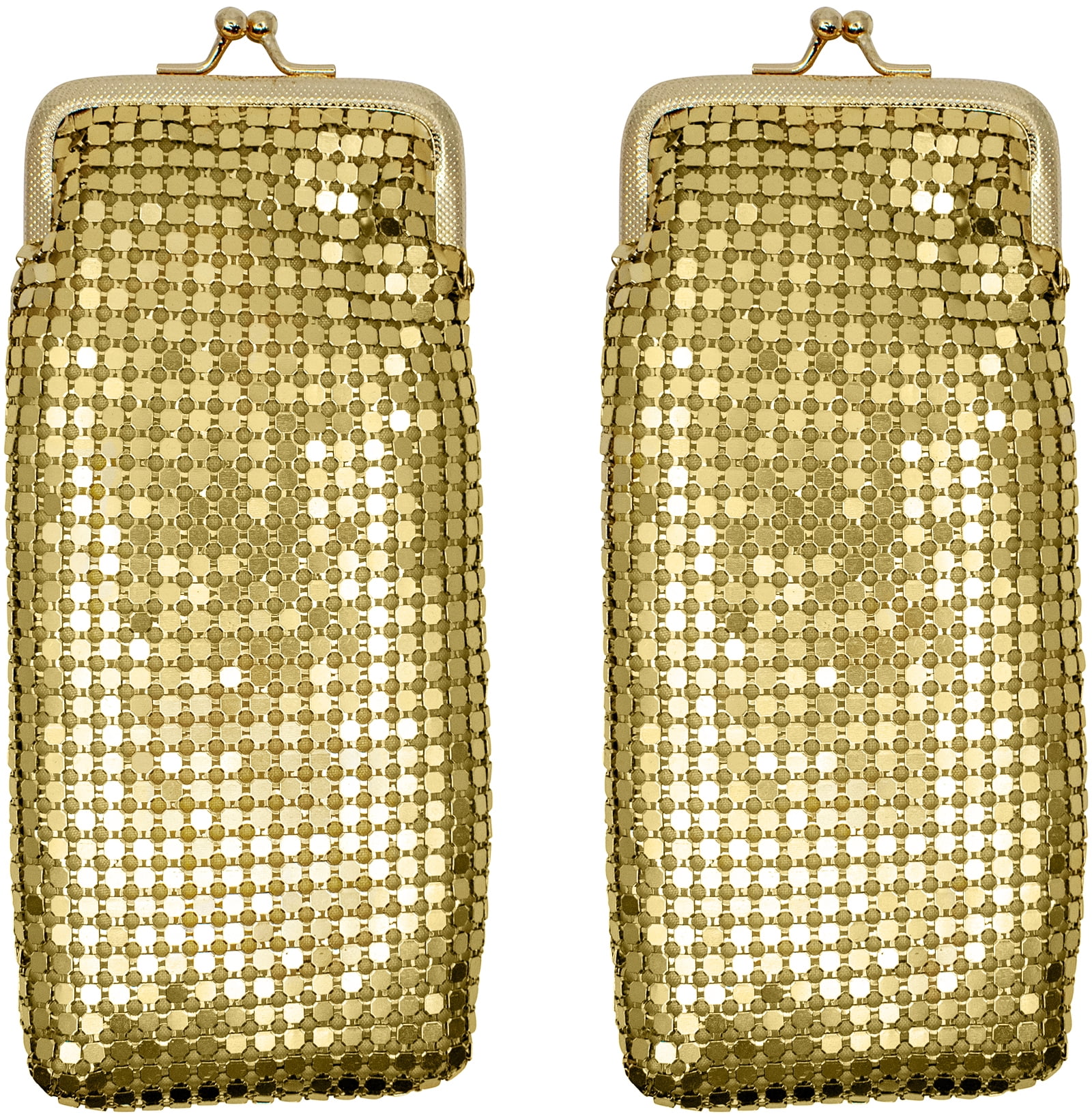 Set of 2 Vintage Soft Metallic Mesh Long Cigarette Case Purses (4mm, Gold)