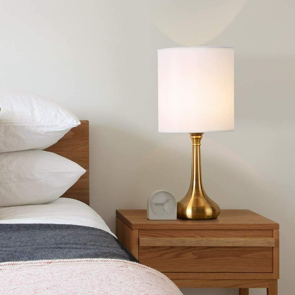 Set of 2 Vintage Table Lamp Nightstand Metal Base Bedside Lamps for Living Room