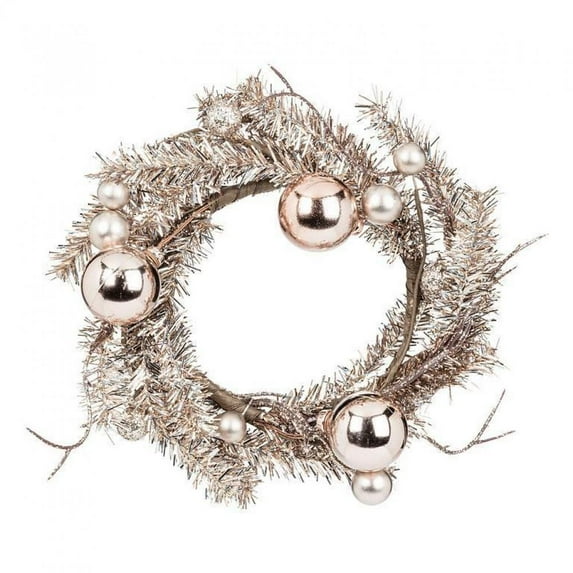 Set of 2 Vintage Tinsel And Christmas Ball Ornaments Wreath