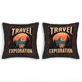 thumbnail image 1 of Set of 2 Vintage Travel Theme Throw Pillow Covers 18x18in - Mountain Pine Trees & Orange Sky Design for Couch Bed Car, 1 of 8
