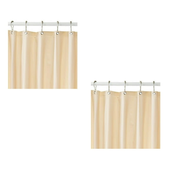 Set of 2 Vinyl Shower Curtain Liner 3 Gauge Reinforced with 12 Metal Grommets Magnetized Bottom 70" x 72" Beige