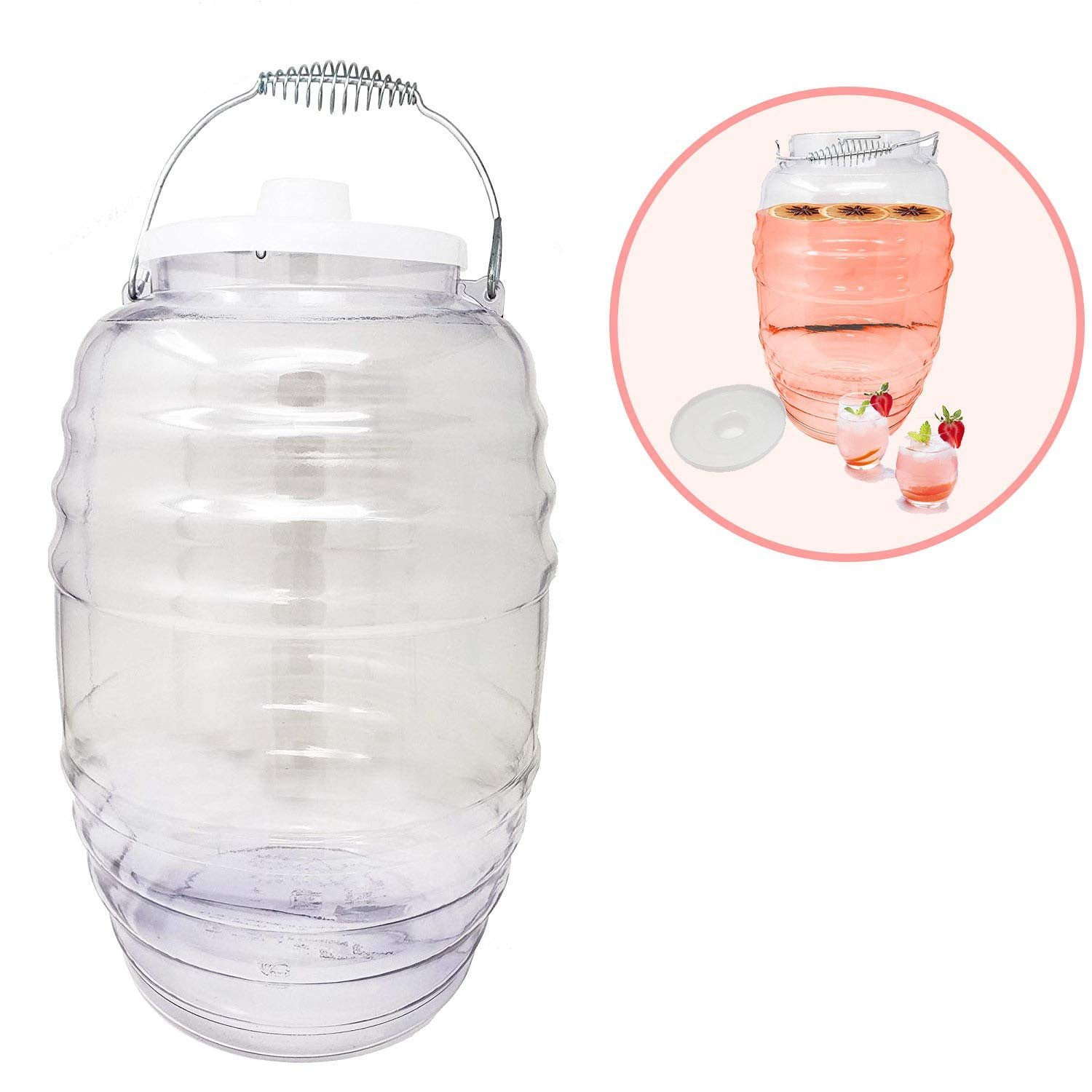 2 Pack 5 Gallon Jug with Lid - Aguas Frescas Vitrolero Water Container -  Napkins included for Party - Large Beverage Dispenser Ideal for Agua fresca