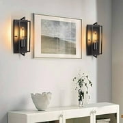 Set of 2 Wall Light Fixtures for Bedroom Matte Black Farmhouse Wall Sconces Lighting without Bulbs