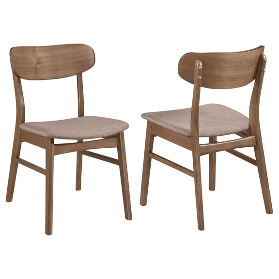 Set of 2 Walnut Dining Side Chairs with Padded Cushions for Small Dining Room, Mid-Century Modern Wood and Fabric Seating