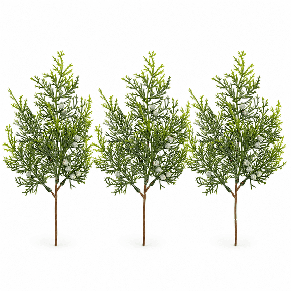 Factory Direct Craft Faux Juniper Greenery Sprays, Set of 3, 14 inch, Indoor Outdoor Decorative Stems