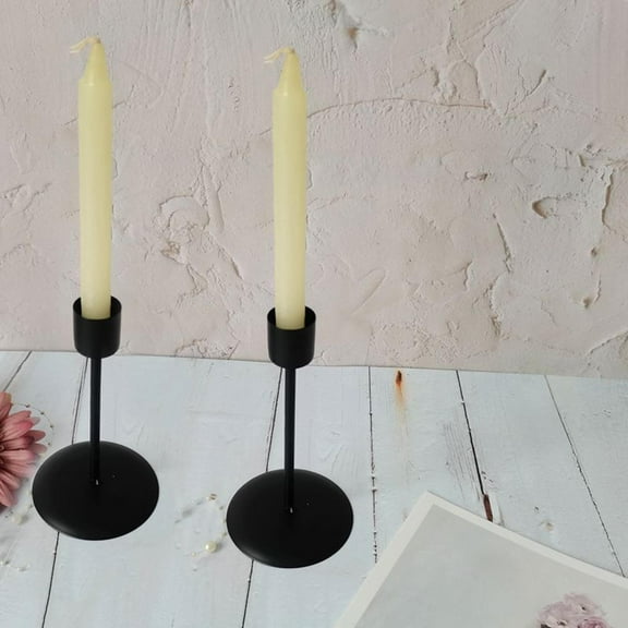Set of 2, Wedding Dinning Candlestick Holder, Candle Sticks Holder, Centerpiece Taper Candlelight Tabletop Ornament for Party Wedding christmas Black