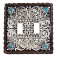 thumbnail image 1 of Set of 2 Western Turquoise Stars Lace Scroll Wall Double Toggle Switch Plates, 1 of 5