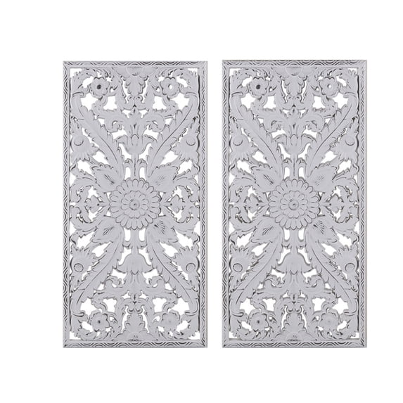 Set of 2 White Distressed Carved Wood Wall Decor Panels, 15.75x31.5 ...