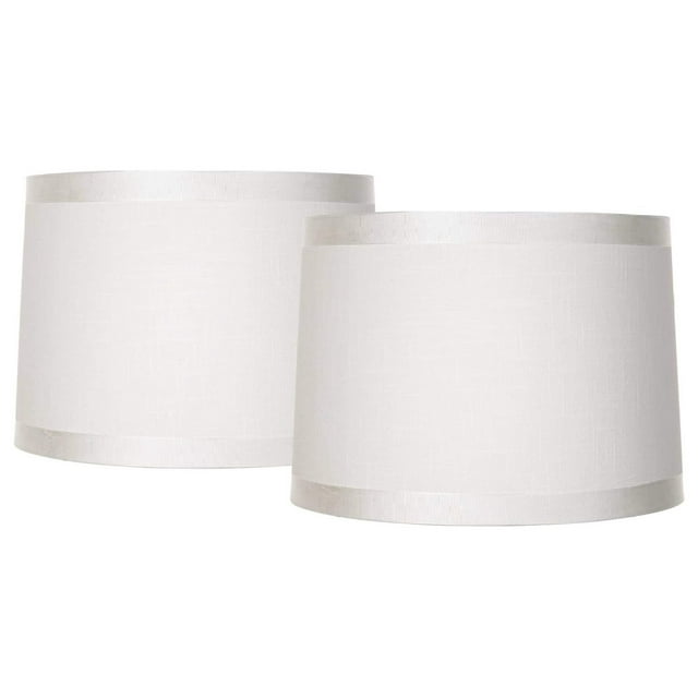 Set of 2 White Fabric Medium Drum Lamp Shades 13