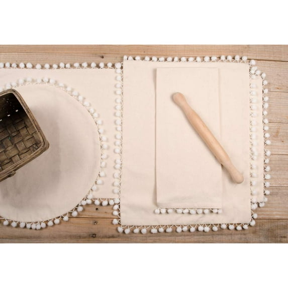 Home Collections by Raghu Homespun Pompom Candle Mat Buttermilk