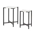 thumbnail image 1 of Set of 2 White Marble Square Top Accent Tables with Black Iron Frame, 1 of 3