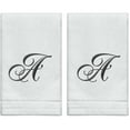 thumbnail image 1 of Set of 2 White Monogrammed Towel - Black Embroidered - Initial A, 1 of 7