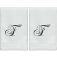 thumbnail image 1 of Set of 2 White Monogrammed Towel - Black Embroidered - Initial F, 1 of 7
