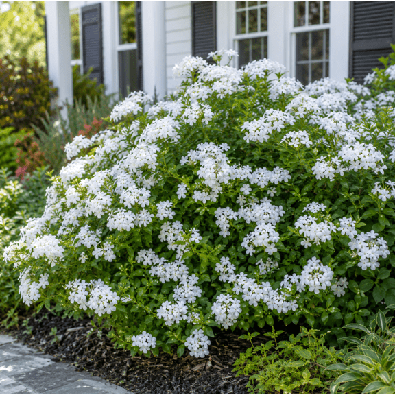 Set of 2 White Plumbago Auriculata Live Plants 46 Inches Tall, White Flowering Shrub for Garden, Patio, Borders, and Containers
