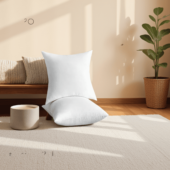 Set of 2 White Throw Pillows 18x18 Inch Square Decorative Pillows with Polyester Fill for Sofa and Bed