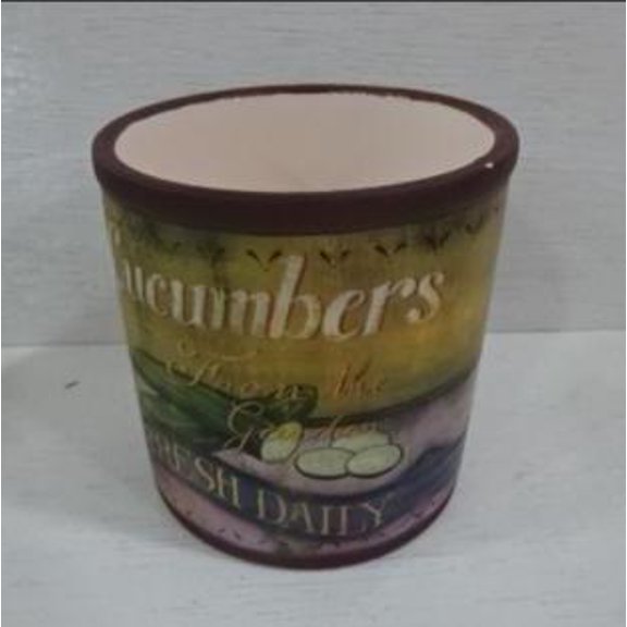 Set of 2 White and Green Cucumbers Storage Containers 10.5"