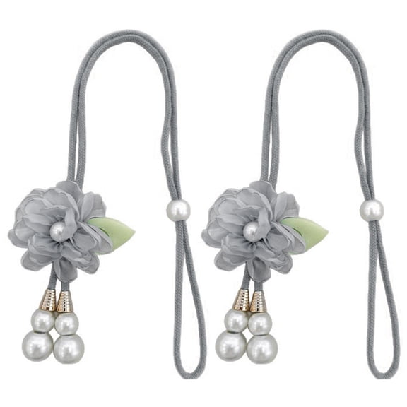 Set of 2 Window Curtain Fasteners Tiebacks Pearls Flower Embellishment Ties Ropes For Drapery Tablecloth Organization