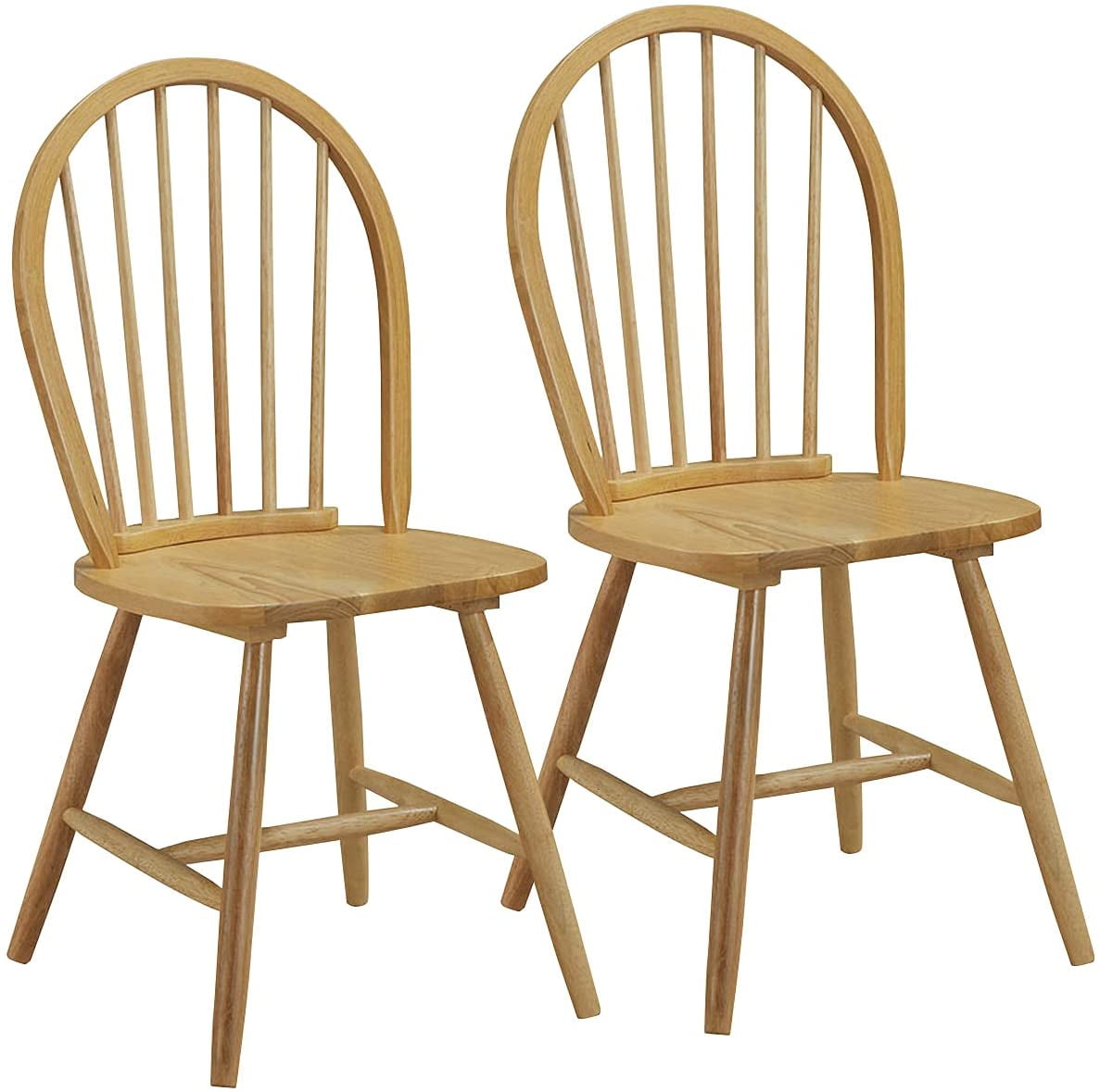 Set of 2 Windsor Chairs, Wood Dining Chairs, French Country Armless