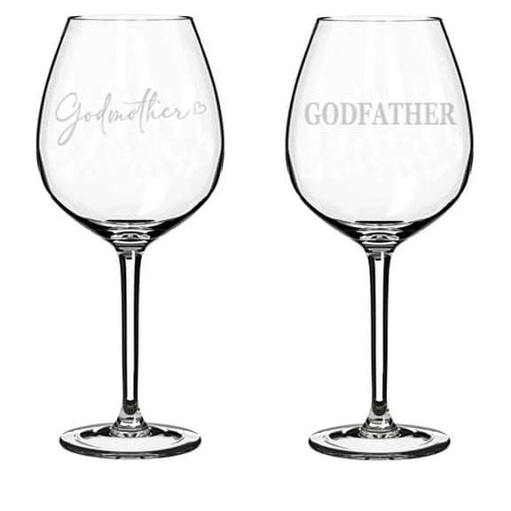 Set of 2 Wine Glass Goblet Gift Godfather & Godmother (20 oz Jumbo)