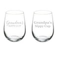 thumbnail image 1 of Set of 2 Wine Glass Goblet Gift Grandma And Grandpa's Sippy Cups Grandparents (17 oz Stemless), 1 of 1