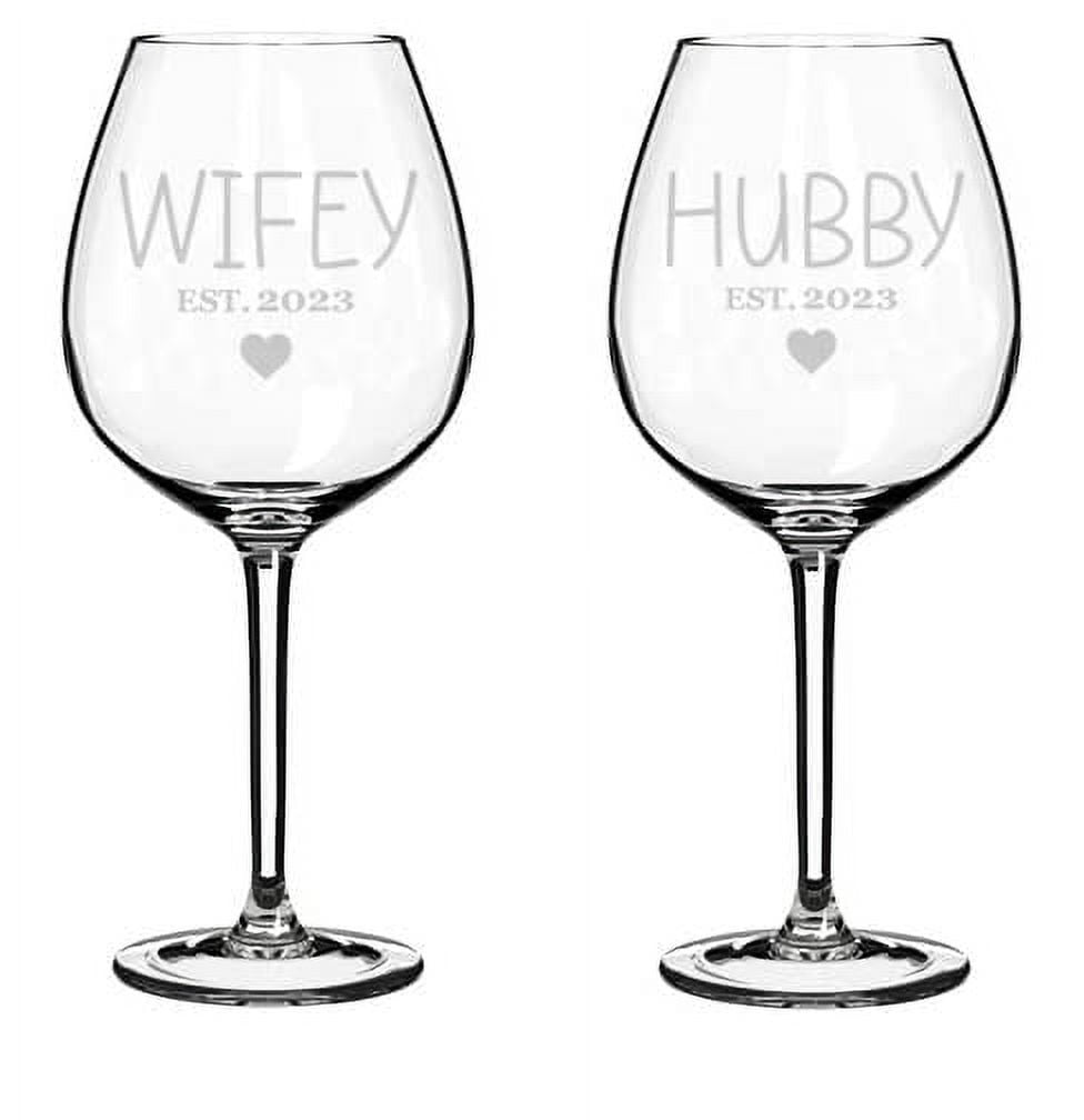 Set Of 2 Wine Glass Goblet T Hubby And Wifey Husband And Wife Wedding