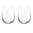 thumbnail image 1 of Set of 2 Wine Glass Goblet Gift Mr. and Mrs. Silly Goose Wedding Engagement Newlywed Couples (17 oz Stemless), 1 of 1