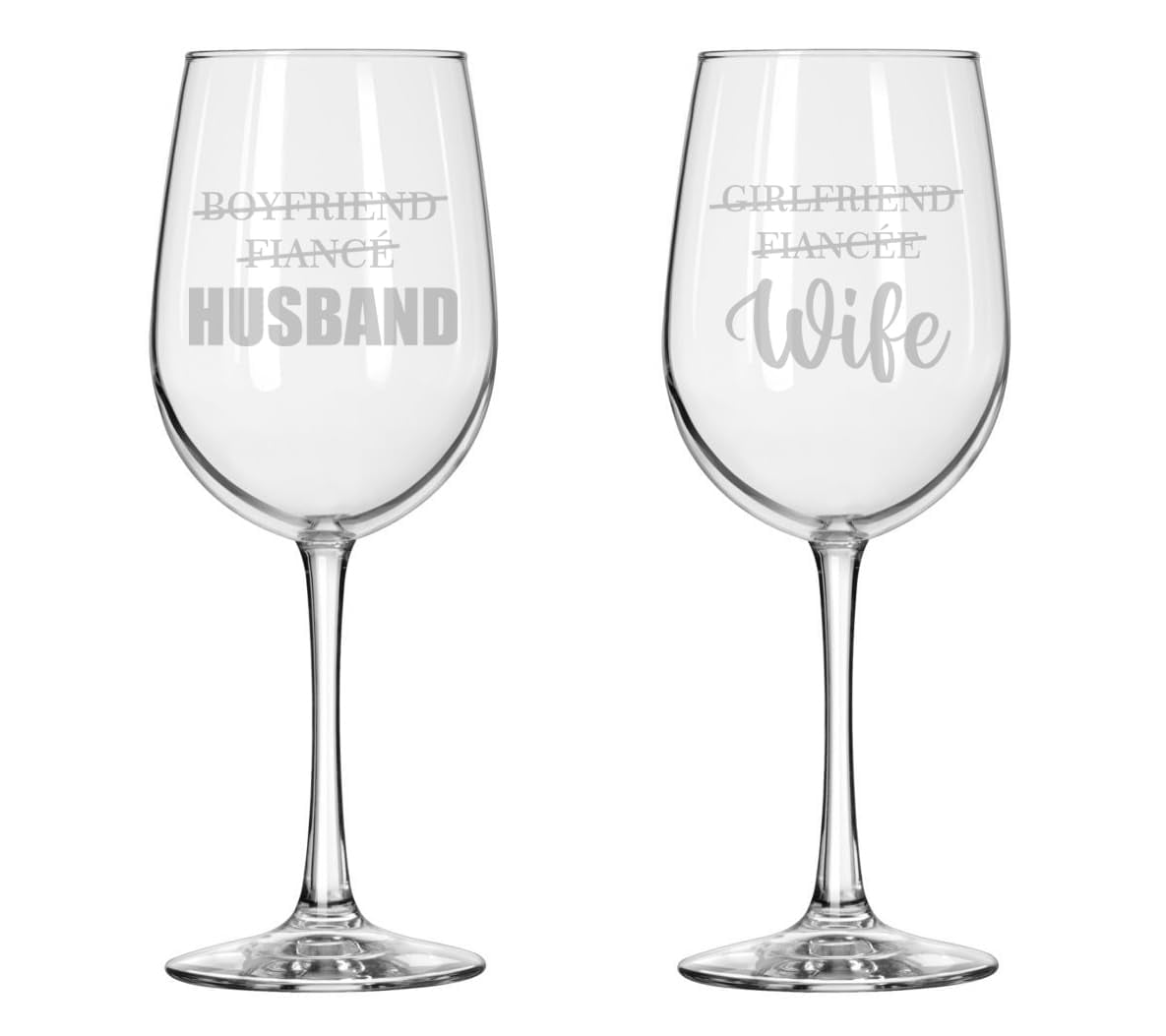 Set of 2 Wine Glass for Red or White Wine Gift Girlfriend Fiancee Wife Boyfriend Fiance Husband Wedding Couple Bride Groom (16 oz Tall Stemmed)