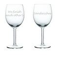 thumbnail image 1 of Set of 2 Wine Glasses Funny Couple Engagement We Finish Each Other's Sandwiches, 1 of 1