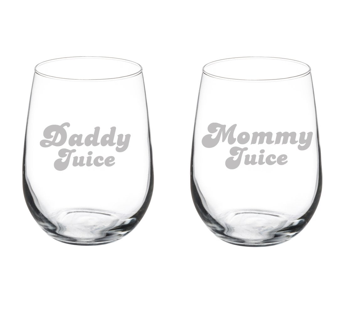 Daddy & Mommy To Be Wine Glasses – Funny Pregnancy Announcement Stemless Set, 15 Oz Each