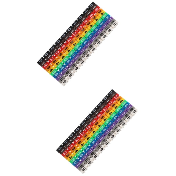 Set of 2 Wire Number Tube Cable Label Multicolored Cord Tags