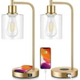 thumbnail image 1 of Set of 2 Wireless Charging Industrial Table Lamp, Gold, 1 of 6