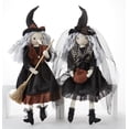 thumbnail image 1 of Set of 2 Witch Doll with Broom Pumpkin Shelf Sitter Halloween, 1 of 1