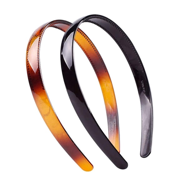 Set of 2 Women Hard Plastic Headband Hair Hoop Black and Brown High-grade Headwear Hairband