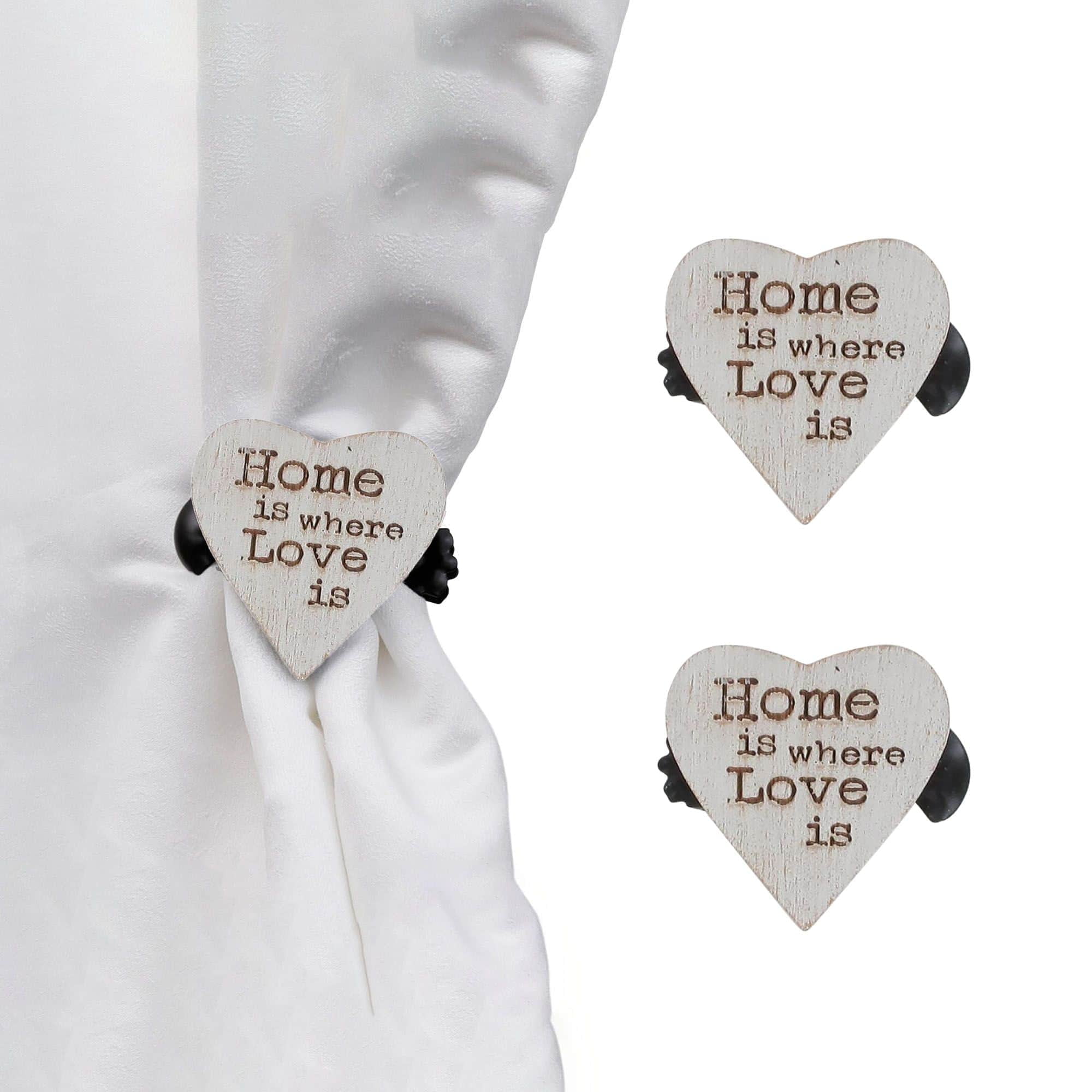White Heart-Shaped Wooden Curtain Tiebacks with Clip Design