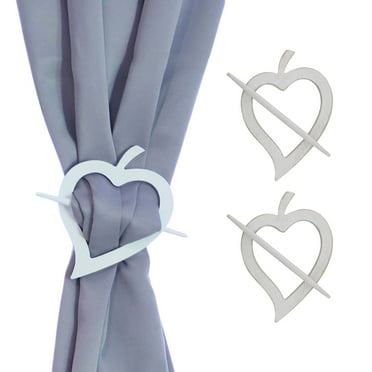 Set of 2 Wooden Heart Curtain Tiebacks – Decorative and Functional Design – White