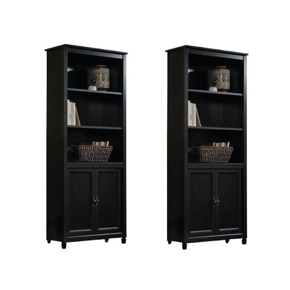 (Set of 2) Wooden Library Bookcase in Estate Black