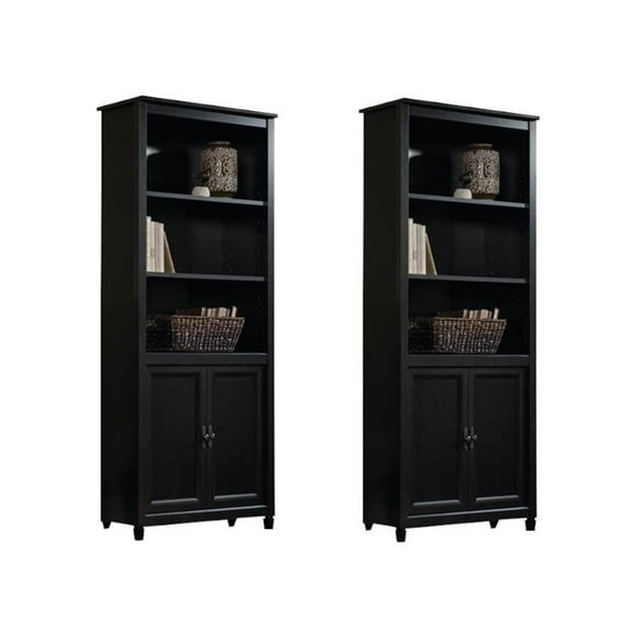 (Set of 2) Wooden Library Bookcase in Estate Black