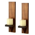 thumbnail image 1 of Set of 2 Wooden Wall Candle Sconces Rustic Wall Mount Wood Pillar Candle Sconces for Living Room Vintage Wall Candle Holders, 1 of 8