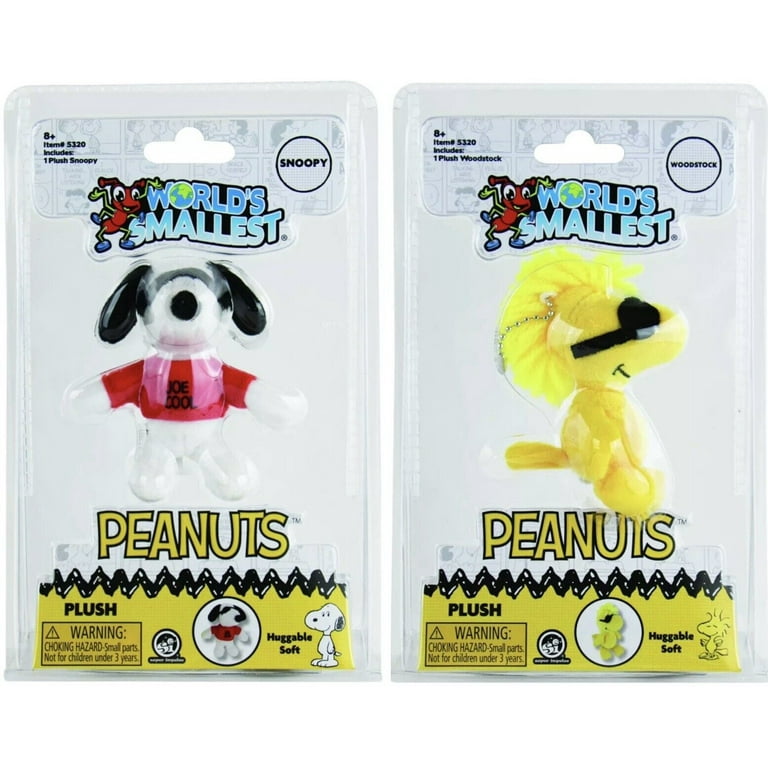 Set of 2) World's Smallest PEANUTS SNOOPY & WOODSTOCK Plush Joe