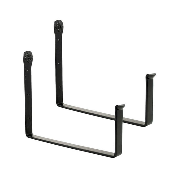 Set of 2 Wrought Iron Wall Mounted Flower Box Brackets Black Powder Coated Finish
