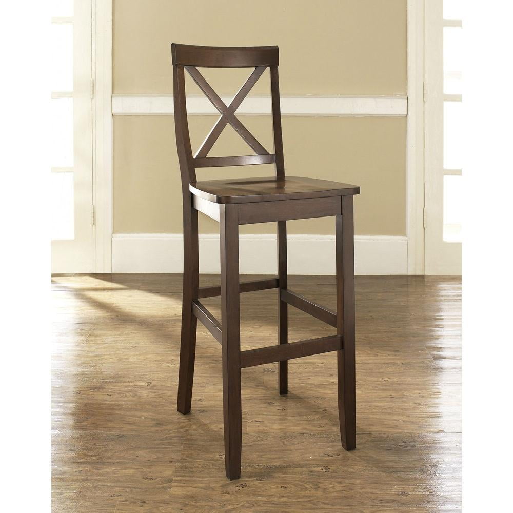 Set of 2 30-inch Mahogany X-Back Bar Stools