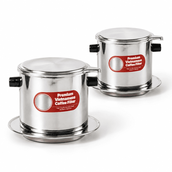 Set of 2 X-Large (15 oz) Vietnamese Traditional Stainless Steel Coffee Phin Filters