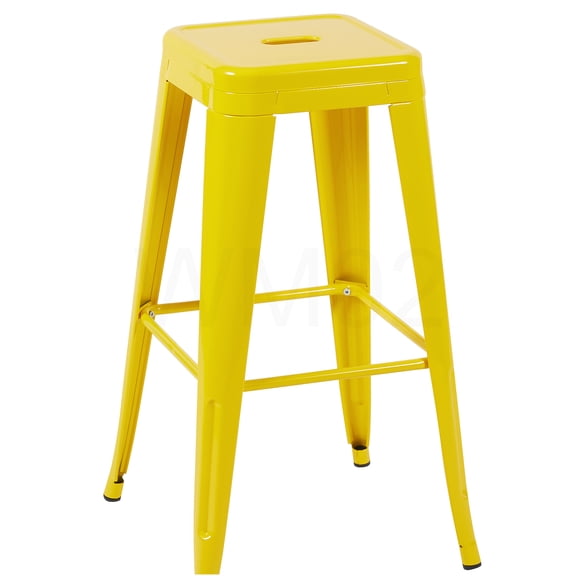 Set of 2 Yellow Metal Bar Stools, 30" Backless Counter Height Stools for Kitchen Island, Easy Assembly, Space-Saving Design